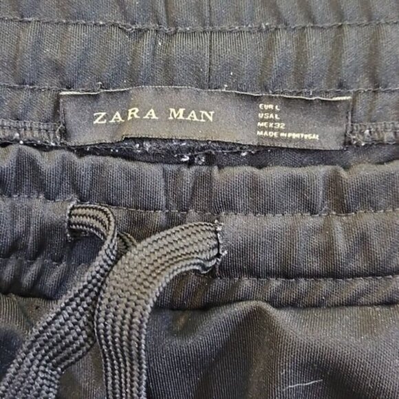 Zara Man Joggers Leg Opening Side Stripe Men's Large Black Drawstring Two Pocket - Picture 10 of 13